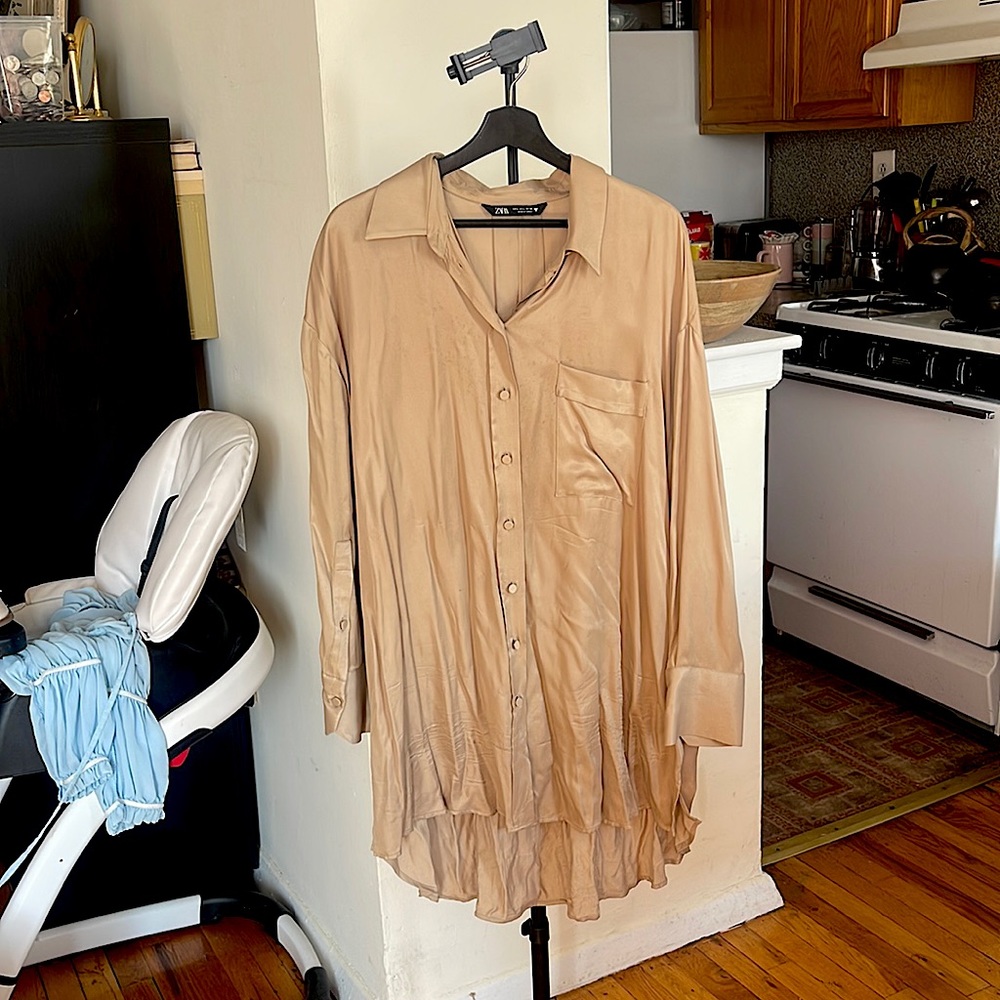 Satin button down shirt from Zara